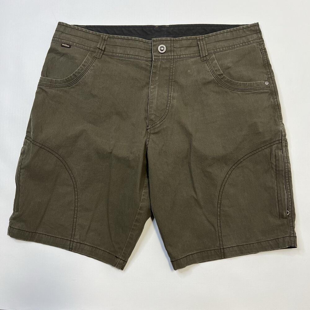 Kuhl Ramblr Shorts Mens 36 Green Cargo Pockets Vintage Patina Dye Hiking Outoor